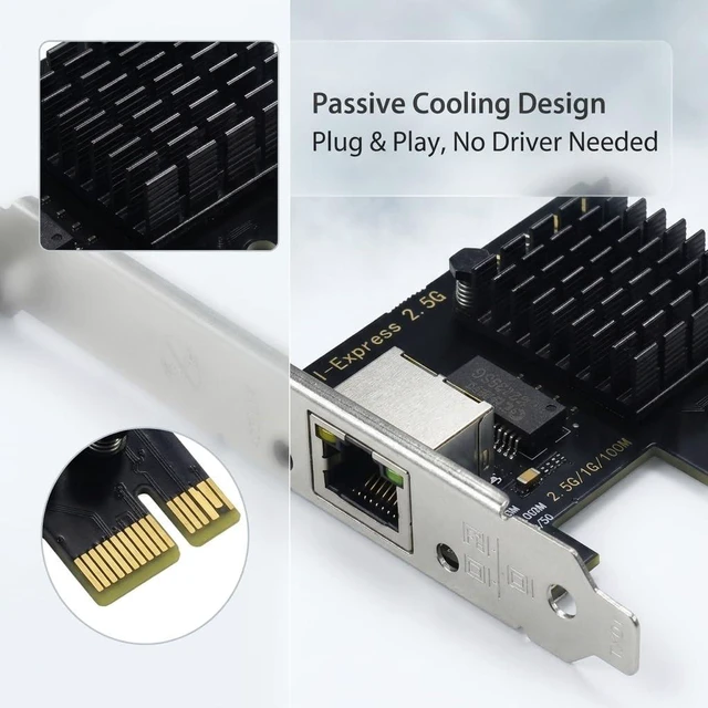 Alt view image 4 of 7 - 2.5Gb PCIe Network Card with Intel I226-V Chip, 2500M/1000M/100M Network Adapter NIC, PCIe 3.1 X1, PCI Express Gigabit Ethernet Card for Windows 10/11, Linux Kernel 5.16.18/RHEL8.6, VMware ESXi8.0