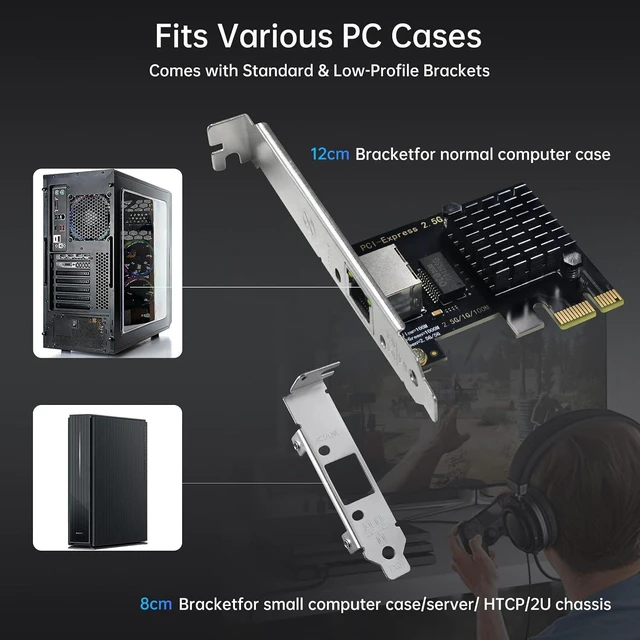 Alt view image 6 of 7 - 2.5Gb PCIe Network Card with Intel I226-V Chip, 2500M/1000M/100M Network Adapter NIC, PCIe 3.1 X1, PCI Express Gigabit Ethernet Card for Windows 10/11, Linux Kernel 5.16.18/RHEL8.6, VMware ESXi8.0