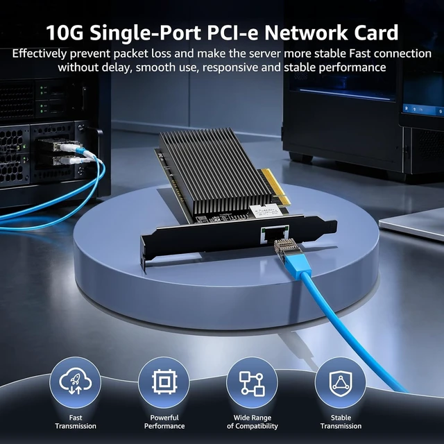 Alt view image 6 of 7 - 10Gb RJ45 PCI-E Network Card with X540 Controller, X540-1T 10Gb Ethernet Adapter with Single 10Gbe PCI-E NIC, Support Windows/Linux/ESX Servers