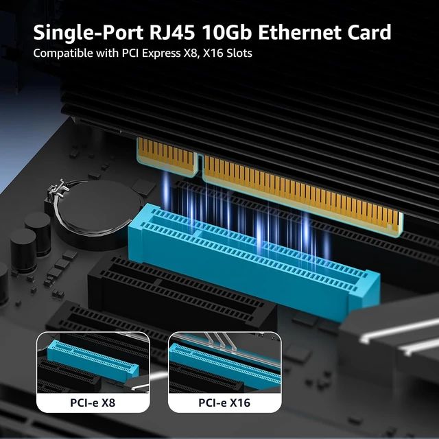 Alt view image 3 of 7 - 10Gb RJ45 PCI-E Network Card with X540 Controller, X540-1T 10Gb Ethernet Adapter with Single 10Gbe PCI-E NIC, Support Windows/Linux/ESX Servers