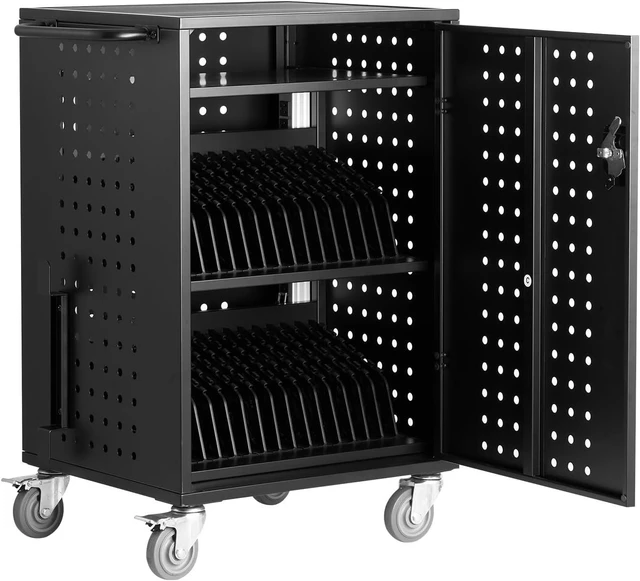 Main image of Charging Cart, 32-Bay Mobile Charging Station, Max 15.6" Screen Size, Chromebook, iPads, Tablet and Laptop Charging Cart for Office and Classroom, Plug-and-Play, Easy Setup