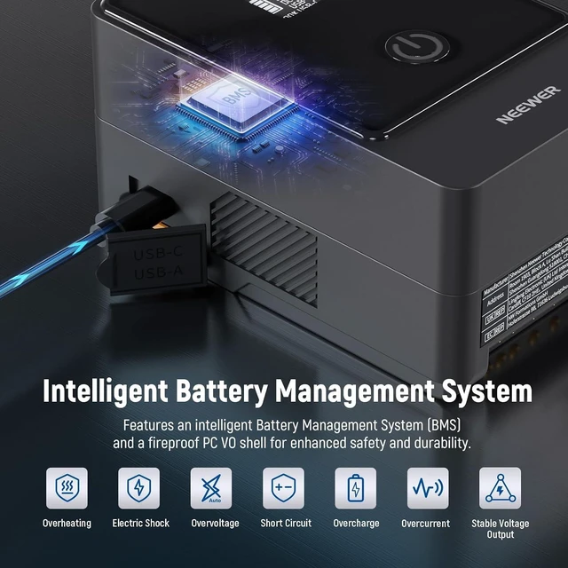 Alt view image 2 of 6 - V Mount Battery PS099E, PD65W, 99Wh, 6800mAh Mini V Lock Battery, 2.5h Fully Charged, PD3.0 Fast Charging, D Tap, USB C, USB A, BP, Dual DC Ports, for Cameras Camcorders Monitors Video Lights