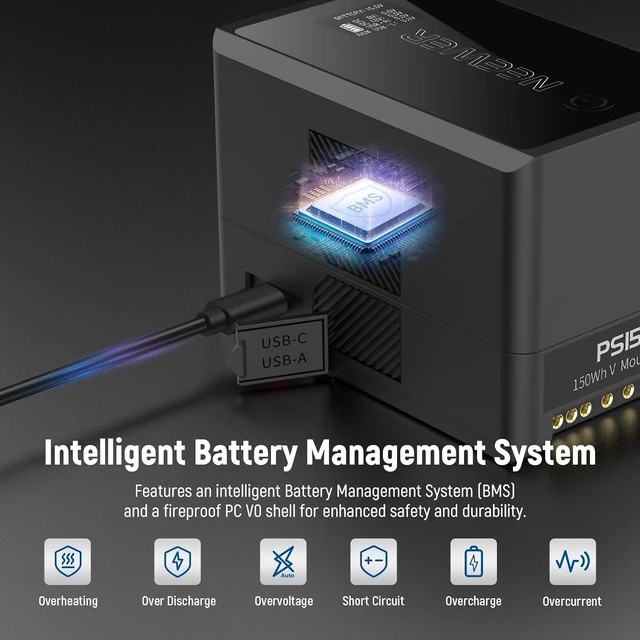 Alt view image 6 of 7 - V Mount Battery, PD100W, 150Wh, 10350mAh Mini V Lock Battery, 2.5h Fully Charged, PD3.0 Fast Charging, D Tap, USB C, USB A, BP, Dual DC Ports, for Camera Camcorder Monitor Video Light
