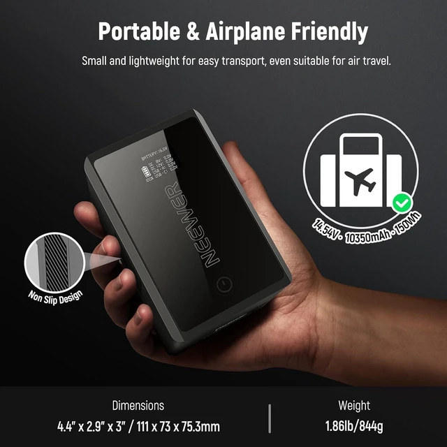 Alt view image 7 of 7 - V Mount Battery, PD100W, 150Wh, 10350mAh Mini V Lock Battery, 2.5h Fully Charged, PD3.0 Fast Charging, D Tap, USB C, USB A, BP, Dual DC Ports, for Camera Camcorder Monitor Video Light