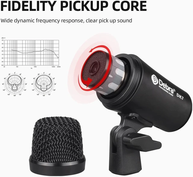Alt view image 4 of 7 - 7-Piece Wired Drum Microphone Kit for Performing and Recording Drummers, Includes Mics, Mic Clip with Options for Kick Drums, Snare, Rack/Floor Toms, Congas and Cymbals