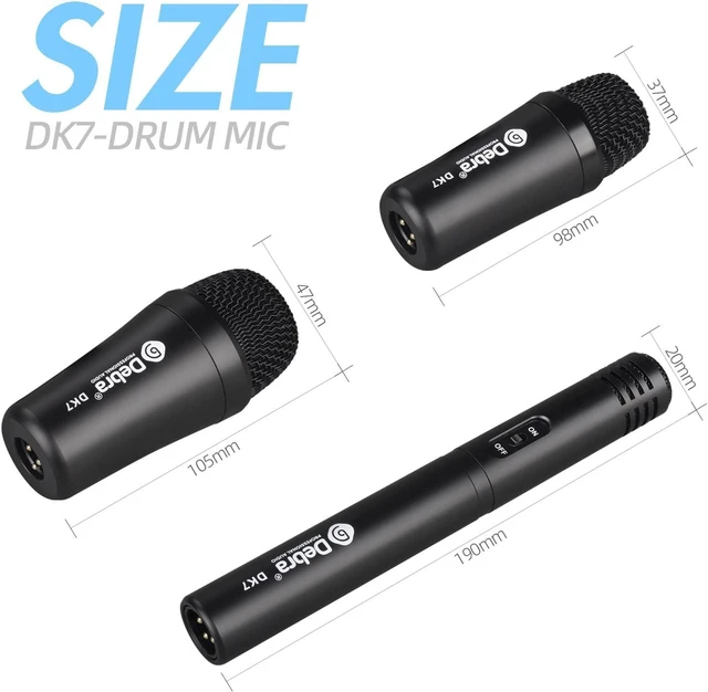 Alt view image 6 of 7 - 7-Piece Wired Drum Microphone Kit for Performing and Recording Drummers, Includes Mics, Mic Clip with Options for Kick Drums, Snare, Rack/Floor Toms, Congas and Cymbals