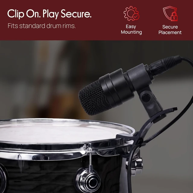 Alt view image 5 of 7 - Pyle 7-Piece Drum Microphone Kit with Dynamic & Condenser Mics, Complete drum mic kit with XLR microphones, drum mounts, overhead mics, and carrying case for studio or live use.