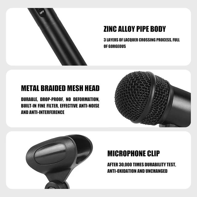 Alt view image 3 of 7 - Drum Microphone Kit,7 Pieces Metal Wired Dynamic Drum Mic Set, Kick Bass Drum,Tom/Snare Cymbals Microphone with Thread Clips,Carrying Case,Holders for Stage Performances/Studio Recording