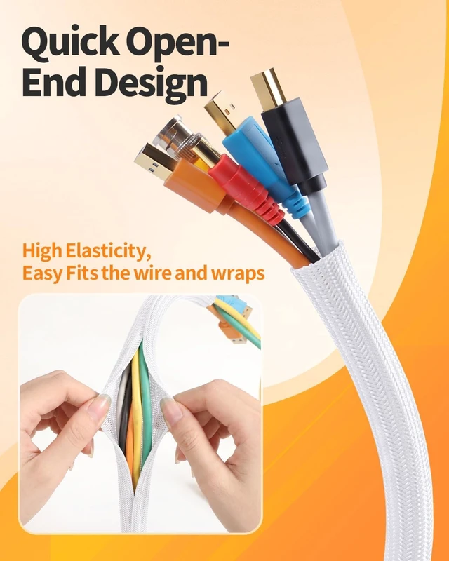 Alt view image 5 of 7 - 30ft Wire Loom Automotive, 1/2in Cord Protectors from Pets no Chew, Split Cable Management Sleeves, Braided Wire Wrap, Cable Cover for Automotive Wiring & Home Office Cord Organization, White