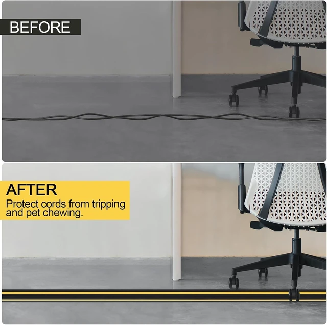 Alt view image 6 of 7 - 10FT Floor Cord Cover Heavy Duty Cable Cover Protector with 3 Channels Extension PVC Floor Wire Cover Outdoor Cord Hider Management Cord Cover for Wire on Floor for Home Office Outdoor