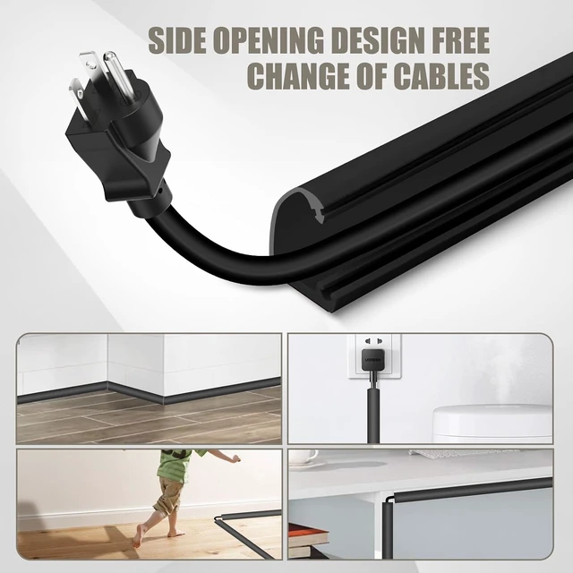 Alt view image 2 of 7 - Wall Wire Hider, Side Open Wire Covers for Cords on Wall, 10FT Self-Adhesive Flexible Cord Hider for Mounted TV, Home Office, Cavity 0.63" W x 0.31" H