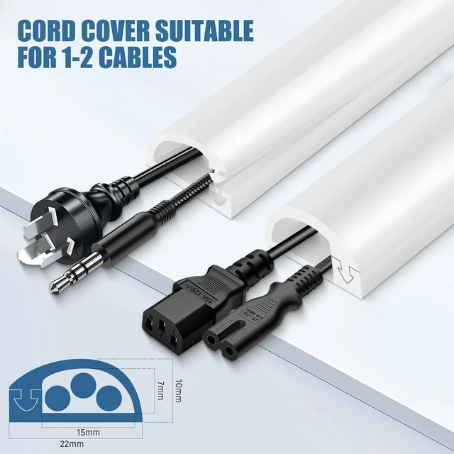 Alt view image 3 of 7 - Wall Wire Hider, Side Open Wire Covers for Cords on Wall, 10FT Self-Adhesive Flexible Cord Hider for Mounted TV, Home Office, Cavity 0.63" W x 0.31" H White 10FT