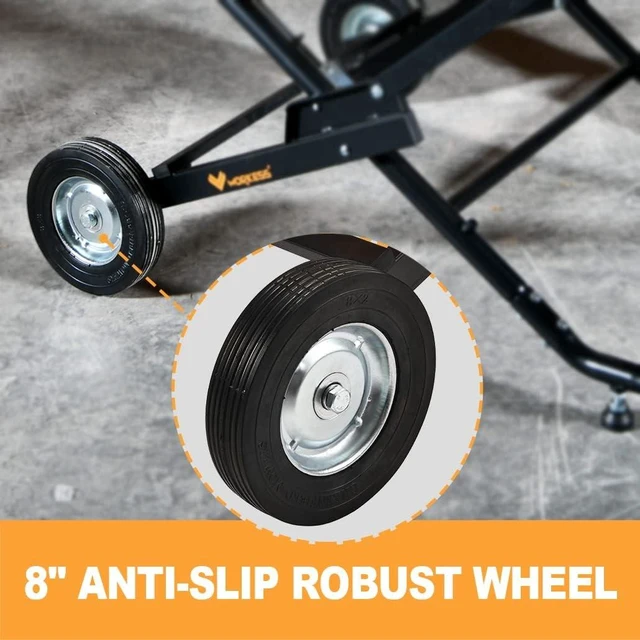 Alt view image 3 of 7 - Portable Table Saw Stand, 330 Lbs Load Capacity Rolling Foldable Table Saw Table with 8 Inch Wheels, Heavy Duty Construction for Easy Storage, Universal for Most Brands of Table Saws