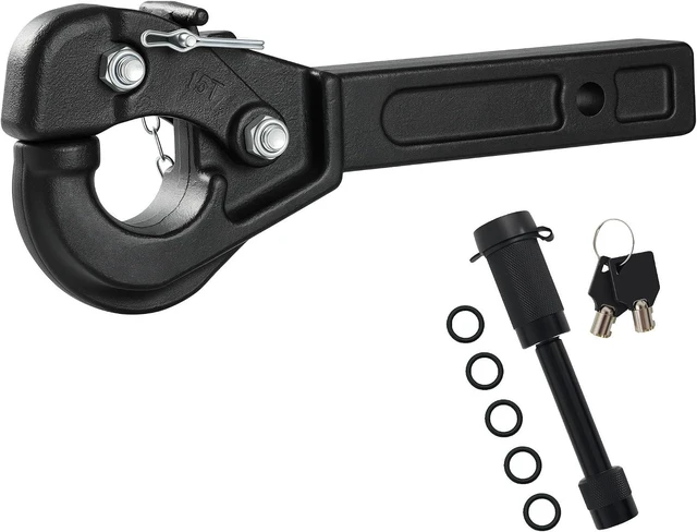 Main image of Pintle Hitch 33,000 LBS Suitable for 2 Inch Pintle Hitch Receiver Heavy Duty Pintle Hook with One Hitch Locking Pin Forged Steel Construction 15 Ton Towing Capacity Black Powder Coat