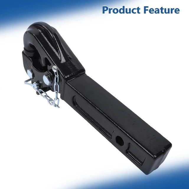 Alt view image 3 of 7 - 10 Ton Pintle Hook Trailer Hitch 2" Hook 2-1/2" Lunette Ring with Pin and Clips, Gloss Black Powder Coated Finish, 20000 LBS