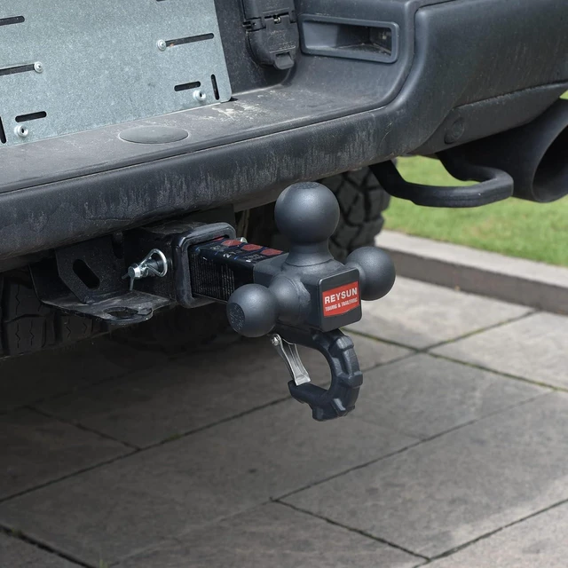Alt view image 6 of 6 - Patented Forged Trailer Hitch Tri-Ball Hitch with Hook: 3 Sizes in 1 Tow Ball Hitch, Fits 2-inch Hitch Receiver, Secure Locking Mechanism, Matt Black