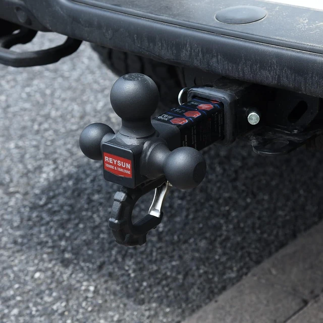 Alt view image 4 of 6 - Patented Forged Trailer Hitch Tri-Ball Hitch with Hook: 3 Sizes in 1 Tow Ball Hitch, Fits 2-inch Hitch Receiver, Secure Locking Mechanism, Matt Black