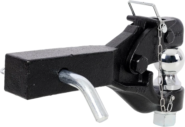 Alt view image 6 of 6 - 8 Ton (16000 LBS) Pintle Hook Tow Hitch, 2 Inch Pintle Hitch Receiver with 2 Inch Trailer Ball, Fits 2.5-3 Inch Lunette Ring, Black Powder Coat for Trailers