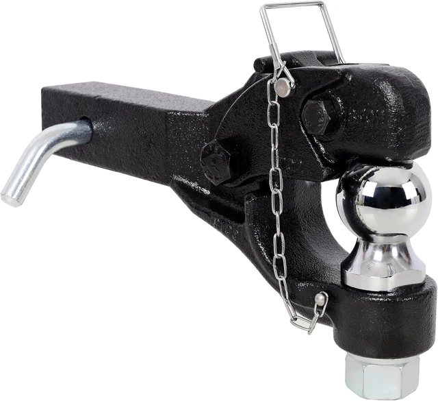 Alt view image 5 of 6 - 8 Ton (16000 LBS) Pintle Hook Tow Hitch, 2 Inch Pintle Hitch Receiver with 2 Inch Trailer Ball, Fits 2.5-3 Inch Lunette Ring, Black Powder Coat for Trailers