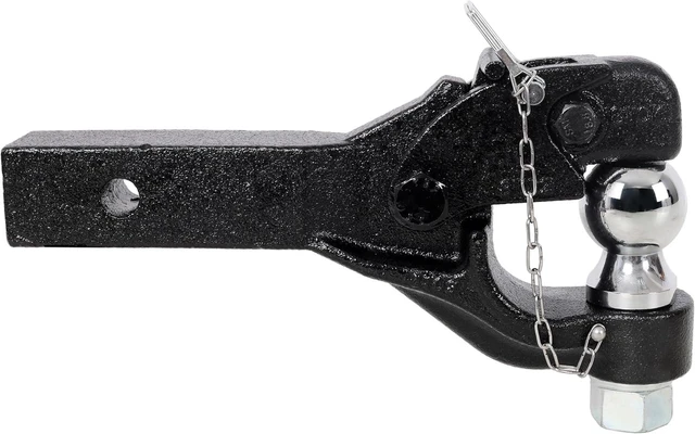 Main image of 8 Ton (16000 LBS) Pintle Hook Tow Hitch, 2 Inch Pintle Hitch Receiver with 2 Inch Trailer Ball, Fits 2.5-3 Inch Lunette Ring, Black Powder Coat for Trailers