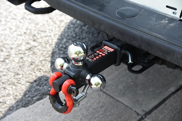 Alt view image 7 of 7 - Trailer Hitch Tri-Ball Hitch with Rotatoble Tow Shackle and Tow Hook, fits for 2-inch Receiver, Chrome Trailer Ball