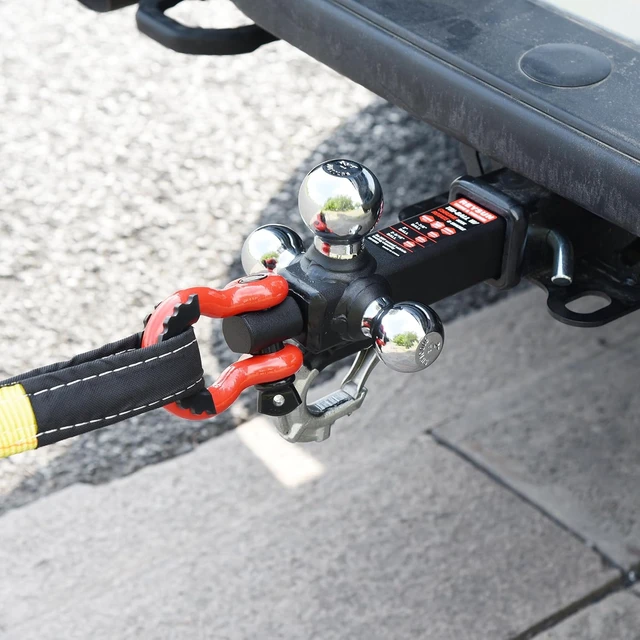 Alt view image 2 of 7 - Trailer Hitch Tri-Ball Hitch with Rotatoble Tow Shackle and Tow Hook, fits for 2-inch Receiver, Chrome Trailer Ball