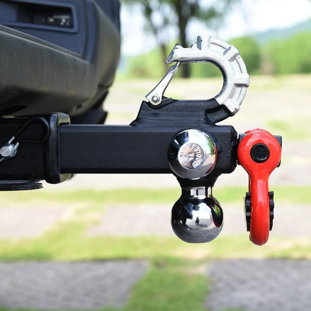 Alt view image 4 of 7 - Trailer Hitch Tri-Ball Hitch with Rotatoble Tow Shackle and Tow Hook, fits for 2-inch Receiver, Chrome Trailer Ball