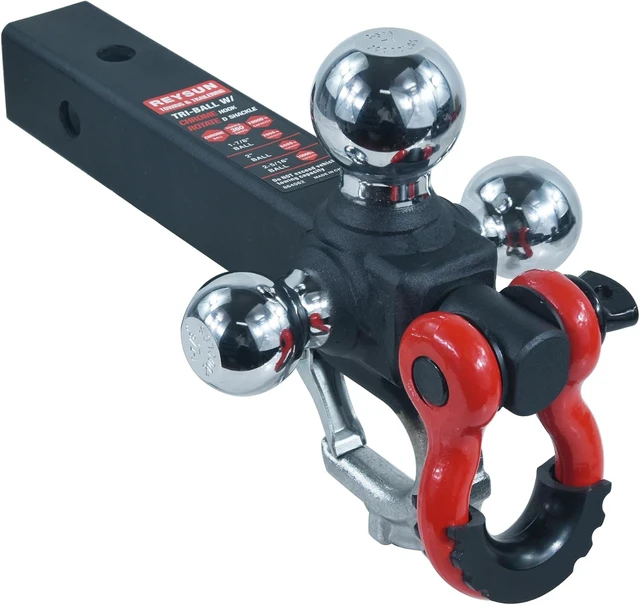 Alt view image 3 of 7 - Trailer Hitch Tri-Ball Hitch with Rotatoble Tow Shackle and Tow Hook, fits for 2-inch Receiver, Chrome Trailer Ball