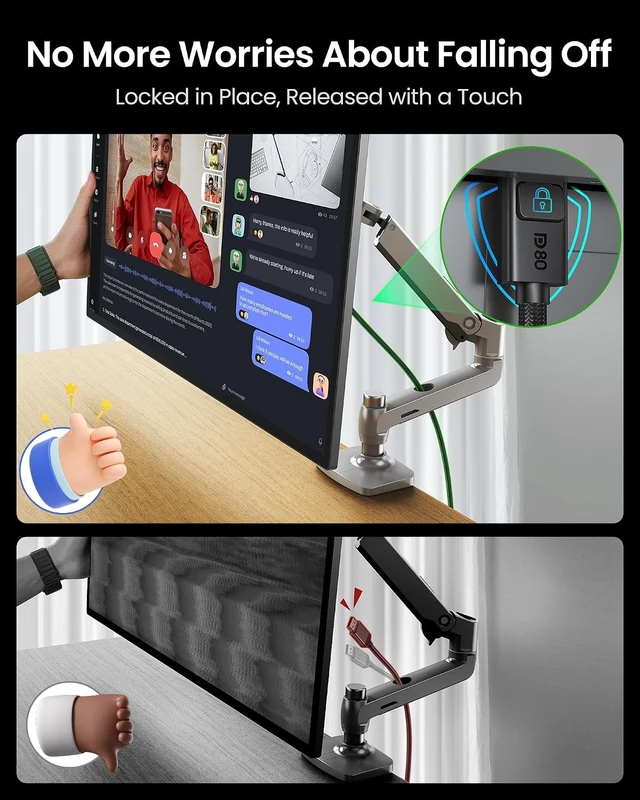 Alt view image 3 of 7 - 80Gbps DisplayPort Cable 2.1, 10FT, Secure Latch, 16K@60Hz, 8K@240Hz, 4K@480Hz 240Hz Display Port Cord, DP80 HDR DSC1.2a for FreeSync G-Sync Gaming Monitor 5090 7900XTX PC