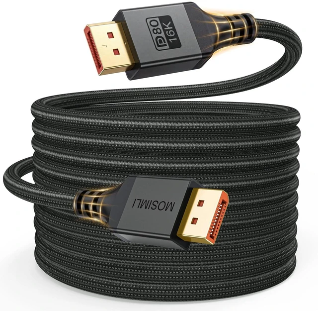 Main image of 80Gbps DisplayPort 2.1 Cable, 3FT, 16K@60Hz, Braided Cord for OLED Gaming, RTX 5090/5080, 8K@240Hz, 4K@480Hz, HDR10+, G-Sync, FreeSync, HDCP, DSC 1.2a