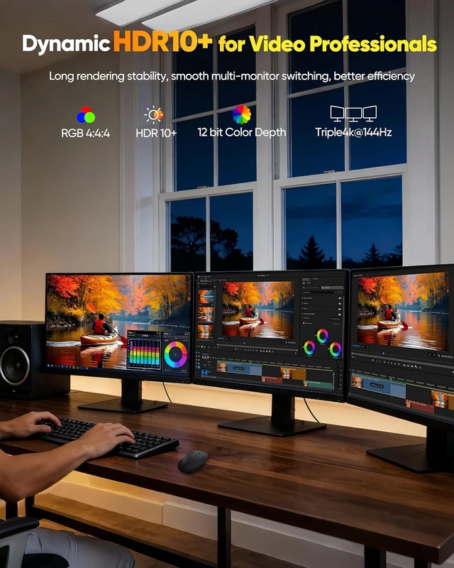 Alt view image 2 of 7 - 80Gbps DisplayPort 2.1 Cable, 3FT, 16K@60Hz, Braided Cord for OLED Gaming, RTX 5090/5080, 8K@240Hz, 4K@480Hz, HDR10+, G-Sync, FreeSync, HDCP, DSC 1.2a