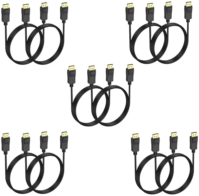 Main image of Display Port to Display Port Cable 6 FT 10Pack, DP 1.2 Cable, 21.6Gbps, Latch Design, Supports 4K@60Hz, 2K@165Hz, Compatible for Monitor, Computer, Laptop, Graphics Card, Docking Station