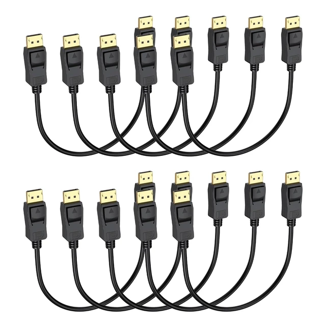 Main image of Display Port to Display Port Cable 1 FT 10Pack, DP 1.2 Cable, 21.6Gbps, Latch Design, Supports 4K@60Hz, 2K@165Hz, Compatible for Monitor, Computer, Laptop, Graphics Card, Docking Station