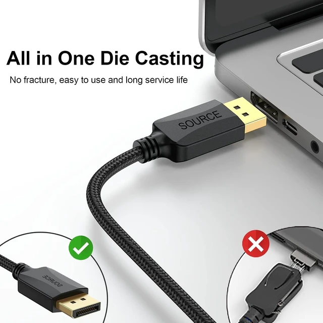 Alt view image 5 of 7 - 4K DisplayPort Cable 10-Pack, 6 Feet, 4K@60Hz Thin DP to DP Cord, Braided, 4K@60Hz, 2K@165Hz/144Hz/120Hz, Display Port to Display Port Cable for Computer, Laptop, Docking Station,Game Monitor and More