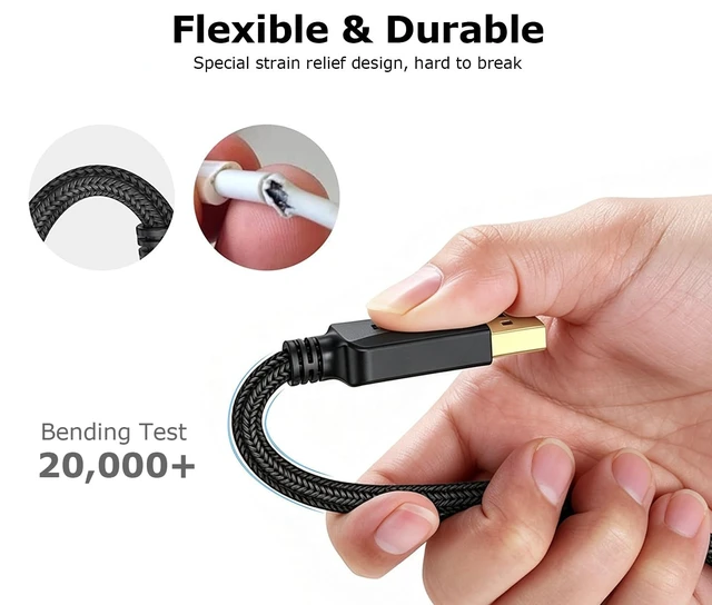 Alt view image 3 of 7 - 4K DisplayPort Cable 10-Pack, 6 Feet, 4K@60Hz Thin DP to DP Cord, Braided, 4K@60Hz, 2K@165Hz/144Hz/120Hz, Display Port to Display Port Cable for Computer, Laptop, Docking Station,Game Monitor and More