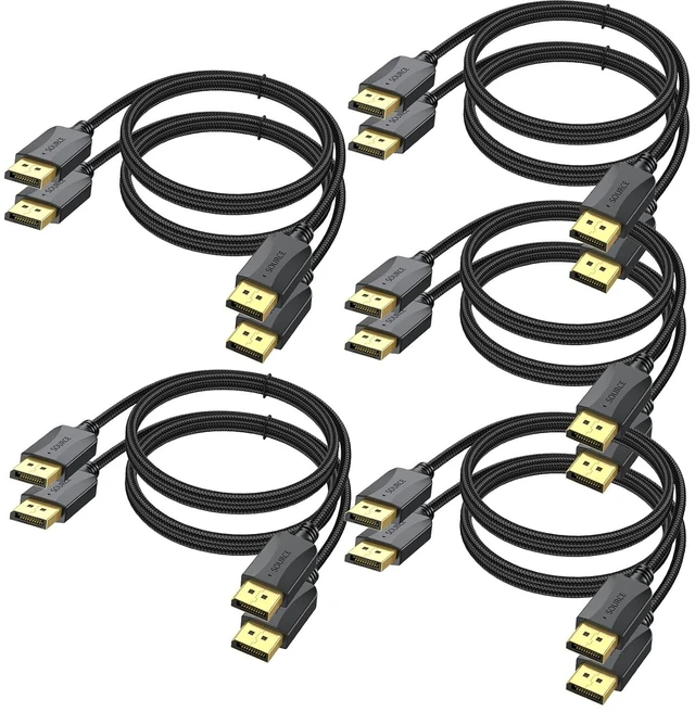 Main image of 4K DisplayPort Cable 10-Pack, 6 Feet, 4K@60Hz Thin DP to DP Cord, Braided, 4K@60Hz, 2K@165Hz/144Hz/120Hz, Display Port to Display Port Cable for Computer, Laptop, Docking Station,Game Monitor and More