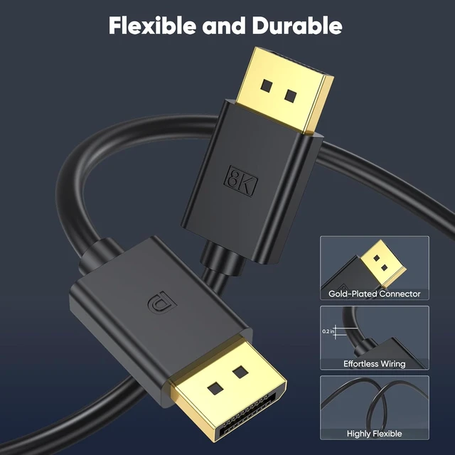 Alt view image 3 of 7 - DisplayPort 1.4 Cable 10-Pack, 8K Display Port DP Cord 6FT,4K 144/165/240Hz, 32.4Gbps High Speed DP Cable 6 FT, 8K@60Hz, 4K@165/144Hz, FreeSync/G-Sync for Gaming Monitor,RTX 3070,GPUs,Computer,Laptop