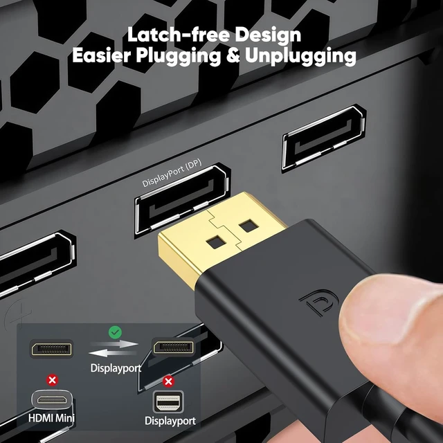 Alt view image 2 of 7 - DisplayPort 1.4 Cable 10-Pack, 8K Display Port DP Cord 6FT,4K 144/165/240Hz, 32.4Gbps High Speed DP Cable 6 FT, 8K@60Hz, 4K@165/144Hz, FreeSync/G-Sync for Gaming Monitor,RTX 3070,GPUs,Computer,Laptop
