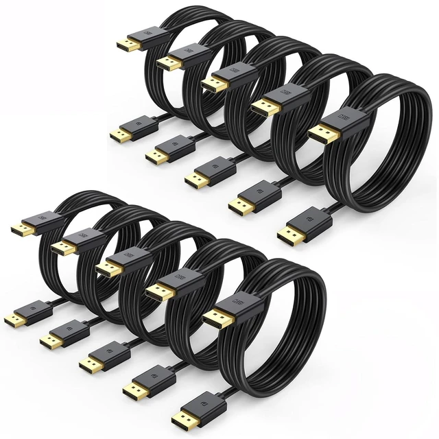 Main image of DisplayPort 1.4 Cable 10-Pack, 8K Display Port DP Cord 6FT,4K 144/165/240Hz, 32.4Gbps High Speed DP Cable 6 FT, 8K@60Hz, 4K@165/144Hz, FreeSync/G-Sync for Gaming Monitor,RTX 3070,GPUs,Computer,Laptop
