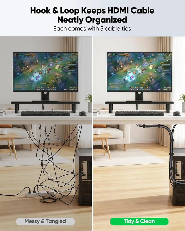 Alt view image 7 of 7 - Long HDMI Cable 10FT 5-Pack, 4K High Speed Slim HDMI 2.0, CL3 in-wall Rated, 4K@60Hz Durable Braided with 3D, HDR, ARC for HDTV, Projector, Monitor, Xbox, Security Camera
