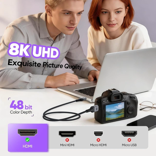 Alt view image 6 of 7 - High Speed HDMI 2.1 Cable 8K 6FT 10-Pack for Computer TV CL3 Rated,Shielded,6FT HDMI Cord Multipack,HDCP 2.3,4K@165Hz 8K@60Hz,HDR10 eARC,ARC,3D for PC,PS5,PS4,Xbox,HDTV,Fire/Roku/Streaming TV,Soundbar