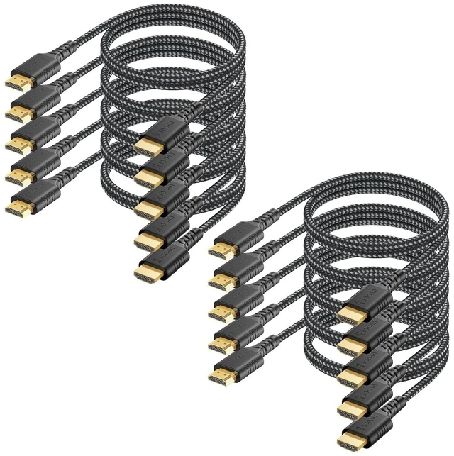 Main image of HDMI 2.1 Cable 3FT 10-Pack,MultiPack High Speed HDMI Cord CL3 Rated eARC, Braided Shielded HDMI Computer TV Cable 8K@60Hz & 4K@240/165/144Hz,HDCP 2.2&2.3,HDR,ARC DTS:X for PS4/PS5,PC,Laptop,Sondbar