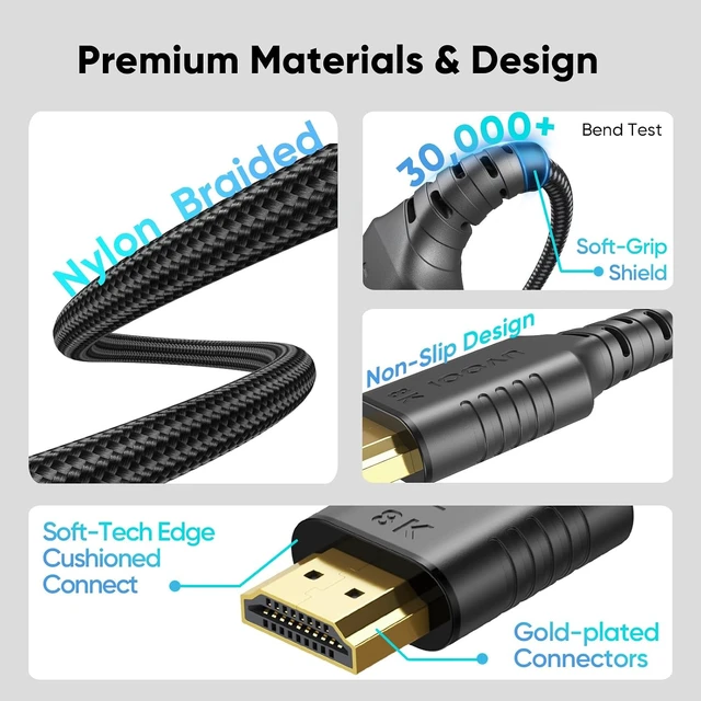 Alt view image 7 of 7 - HDMI 2.1 Cable 3FT 10-Pack,MultiPack High Speed HDMI Cord CL3 Rated eARC, Braided Shielded HDMI Computer TV Cable 8K@60Hz & 4K@240/165/144Hz,HDCP 2.2&2.3,HDR,ARC DTS:X for PS4/PS5,PC,Laptop,Sondbar