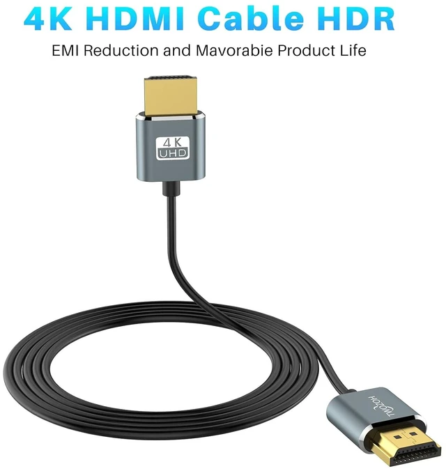 Alt view image 6 of 6 - Slim 4K HDMI Cable 3.3FT 5 Pack, Ultra Thin & Flexible Skinny HDMI to HDMI 2.0 Cord Support 4K/60HZ 18gbps Laptop, Monitor, PS5, PS4, Xbox One, Fire TV