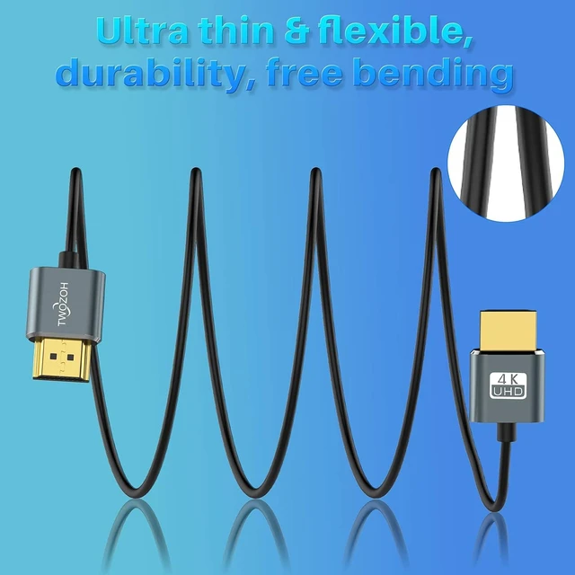 Alt view image 2 of 6 - Slim 4K HDMI Cable 3.3FT 5 Pack, Ultra Thin & Flexible Skinny HDMI to HDMI 2.0 Cord Support 4K/60HZ 18gbps Laptop, Monitor, PS5, PS4, Xbox One, Fire TV