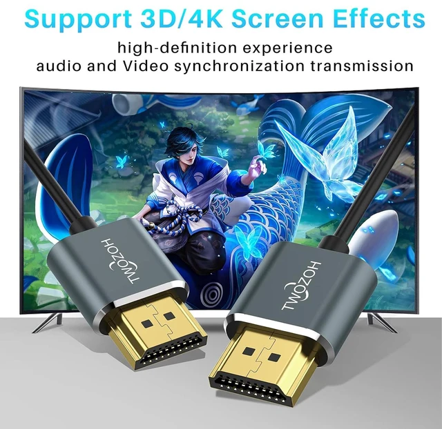 Alt view image 4 of 6 - Slim 4K HDMI Cable 3.3FT 5 Pack, Ultra Thin & Flexible Skinny HDMI to HDMI 2.0 Cord Support 4K/60HZ 18gbps Laptop, Monitor, PS5, PS4, Xbox One, Fire TV