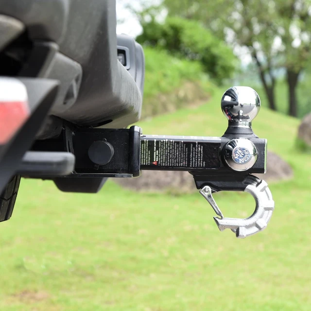 Alt view image 4 of 6 - Trailer Hitch Tri-Ball Hitch with Hook, Tactical Tow Ball Hitch, Fits 2-inch Hitch Receiver, Chrome Triple Balls with Hitch Pin and Clip
