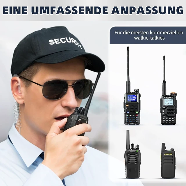 Alt view image 7 of 7 - Acoustic Tube Walkie Talkie Earpiece, 2-Pin, 6 Pack, Kenwood K-type 2-pin plug, PTT microphone, clothing clip, clear acoustic tube, for BF-88E, BF-888S, UV-5R, UV-5RE