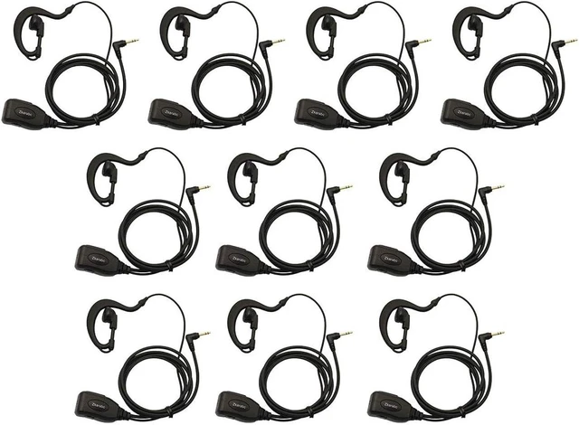 Main image of Walike Talkie Earpiece with Mic 1 Pin 2.5mm G Shape Adjustable Volume Headset Compatible with Motorola Radios Talkabout MH230R MH230TPR MR350R MS350R MT350R T200 T260 T460 T600 (10 Pack)