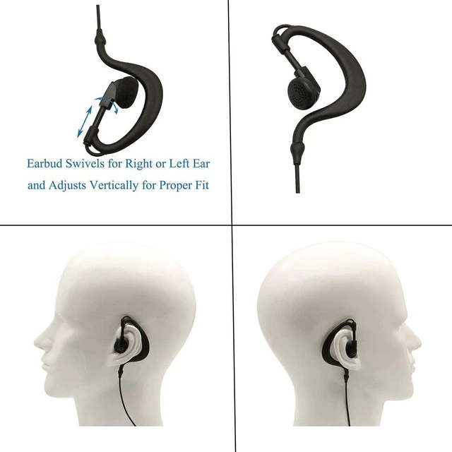 Alt view image 7 of 7 - Walike Talkie Earpiece with Mic 1 Pin 2.5mm G Shape Adjustable Volume Headset Compatible with Motorola Radios Talkabout MH230R MH230TPR MR350R MS350R MT350R T200 T260 T460 T600 (10 Pack)